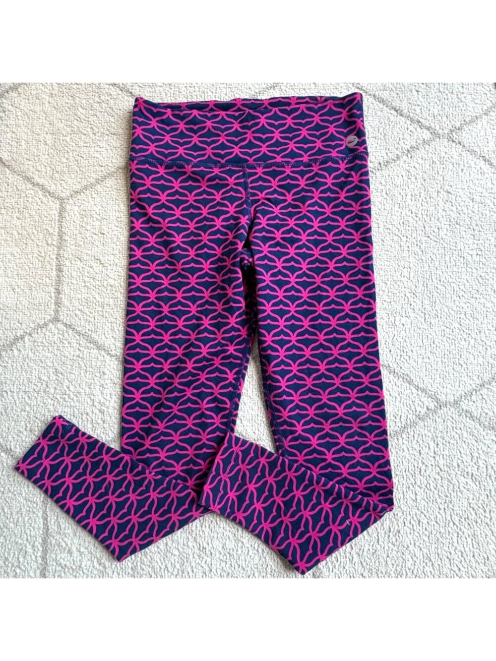Vineyard Vines Pink & Navy Geometric Performance Leggings Women’s XS Preppy